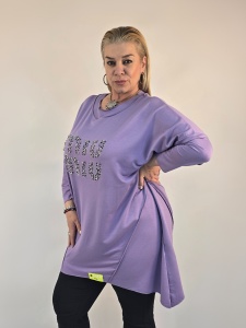 Дамска туника в люляков цвят с пайети - Img 3
