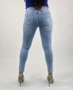 Дамски дънки светло син деним Slim Fit - Img 4