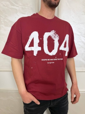 Мъжка тениска в бордо с надписи 404
