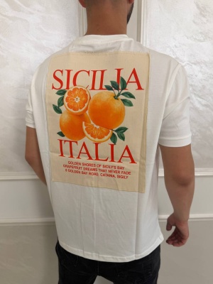 Мъжка тениска в бяло Sicilia с щампa