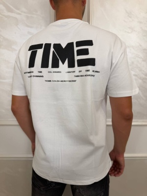 Мъжка тениска в бяло Time с надписи