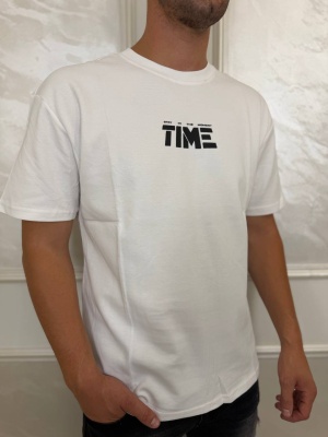 Мъжка тениска в бяло Time с надписи