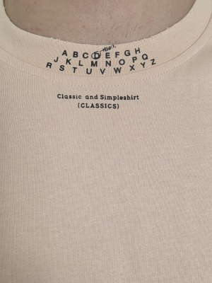 Мъжка тениска в цвят праскова Minimal Classic с накъсани краища