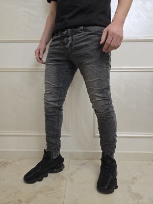 Мъжки дънки в сиво Anthracite Crush с набръчкан ефект