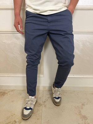 Мъжки спортно-елегантел slim fit панталон в синьо