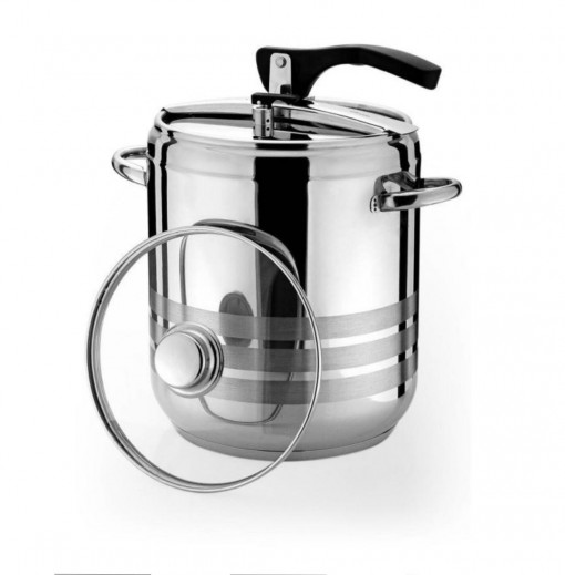 Oala Inox /Sub Presiune/ Cu Capac Din Sticla, 7 L, GRUNBERG HOMPC-12