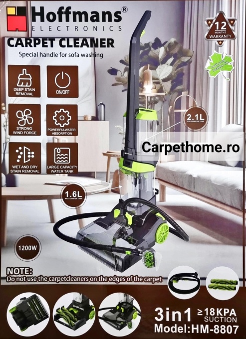 Aspirator vertical,HOFFMANS de înaltă tehnologie pentru covoare,pardoseli,canapele 1200W,2.1L vas spalare/Vacuum Cleaner 3 IN 1, HM-8807