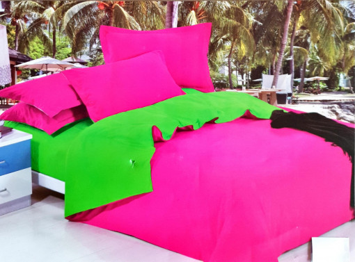 Lenjerie De Pat/ 2 Persoane/Finet Gros/2 Fete /4 Piese/ Bicolor/ Verde/Siclam /HOM-5006