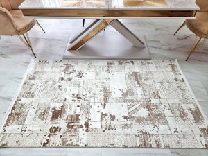 Covor Modern,Living/Dining Room, Elegant, Dormitor/Sufragerie/ Hol, Alb/Capucino ,Model Egipt ADA - Img 3