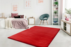 Covor Modern Pufos Raschel Softline Rosu - Living,Dining room,Sufragerie, Dormitor, Hol - Img 5