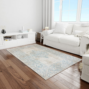 Covor Modern,Living, Clasic, Elegant, Dormitor,Sufragerie, Bej,Turcoaz , ELIF - Img 1