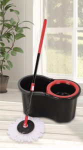 Galeata pentru curatenie/ GRUNBERG cu mop rotativ ( fond negru cu rama rosie) HOMTGR-3083 - Img 1
