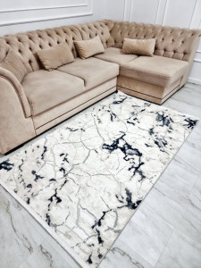 Covor Modern,Living/Dining Room, Elegant, Dormitor/Sufragerie/ Hol ,Model Picaso, Alb/Indigo ,ADA - Img 3