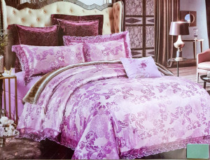 Lenjerie De Pat/ JACQUARD /LUXURY /Matase/2 Persoane/4 Piese /HOM-J5140