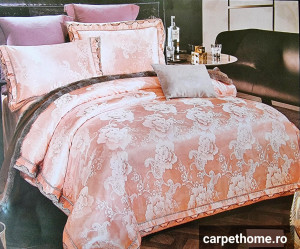 Lenjerie De Pat JACQUARD, LUXURY, Matase, 2 Persoane, 4 Piese, HOM-J6103