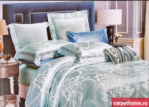 Lenjerie De Pat JACQUARD, LUXURY, Matase, 2 Persoane, 4 Piese HOM-J6109