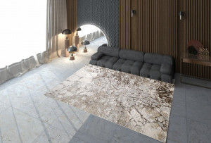 Covor Modern, Eva,Elegant,Dormitor,Sufragerie,Hol/Gri / Maro/Model Piatra - Img 2