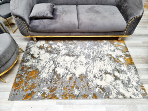 Covor Modern,Zaraza,Elegant,Living,Dormitor,Sufragerie,Gri,Antracit,Galben,Model Abstract - Img 7