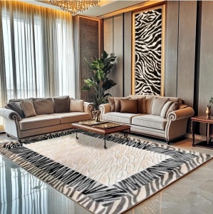 Covor Modern,Mira,Living,Dining Room,Dormitor,Sufragerie,Hol ,Model BAROK ,Chenar BEJ,GRI - Img 1