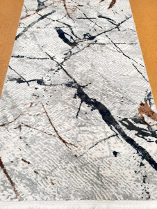Covor Modern,Ebru,Elegant,Living,Dormitor,Sufragerie,Hol,Gri ,Antracit/Model Abstract - Img 1