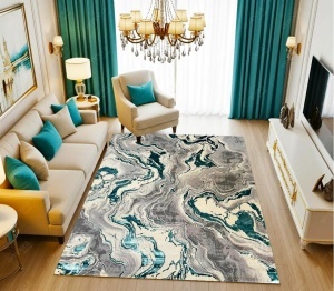 Covor Modern Premium Buse Gri Turcoaz – pentru Living, Dormitor și Hol ,,Disponibil în mai multe dimensiuni "