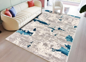 Covor Modern Antik Elegant Gri Turcoaz Pata - Living, Dormitor, Hol
