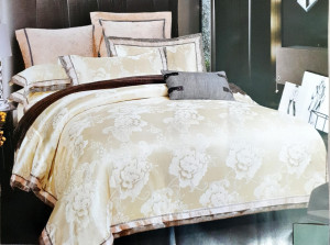 Lenjerie De Pat/ JACQUARD/ LUXURY/Matase/2 Persoane/4 Piese/ HOM-J5142