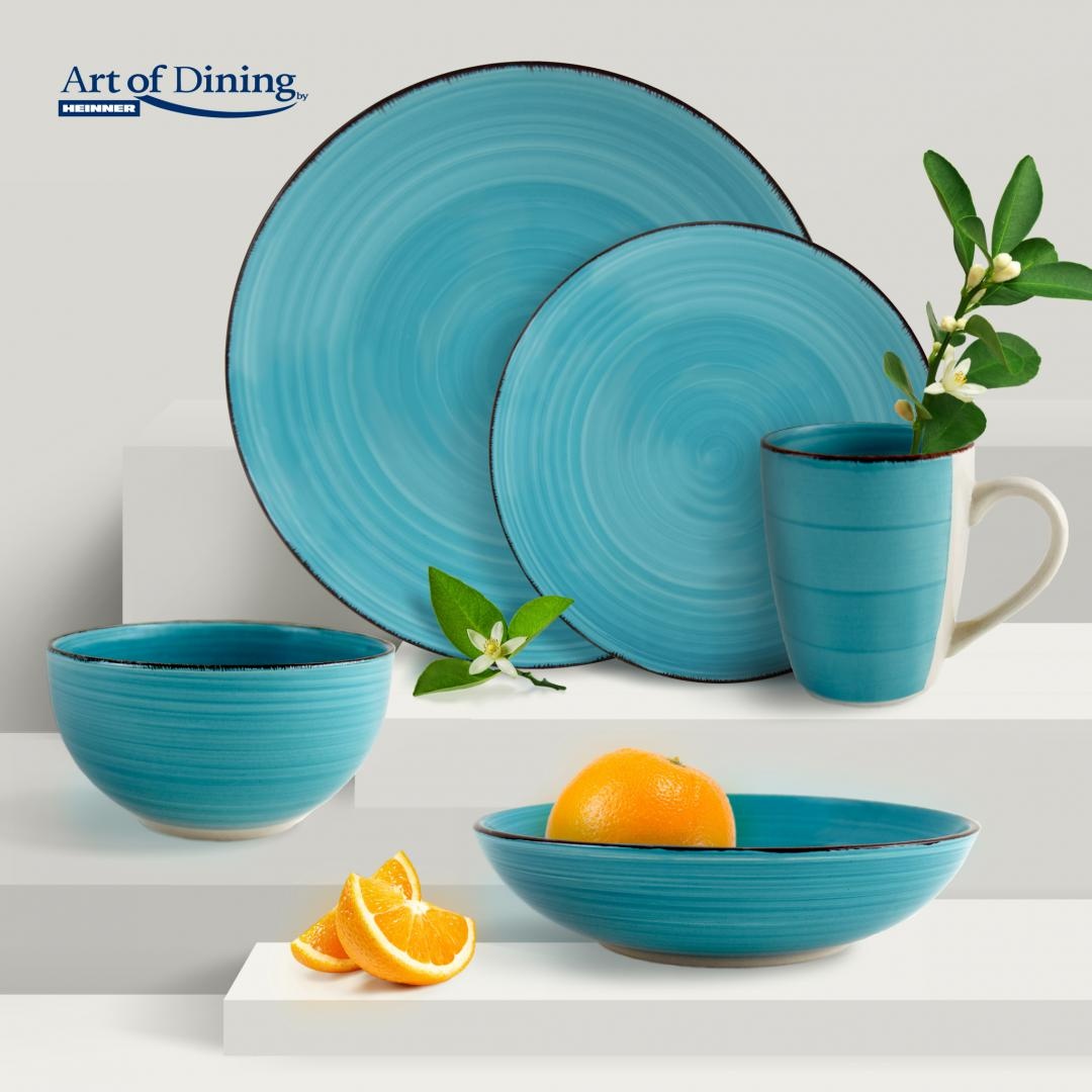 SET 6 FARFURII INTINSE CERAMICA 27 CM, GALA BLUE, ART OF DINING BY