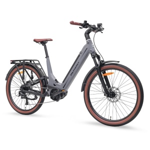 Bicicletă electrică SUV MS Energy Mokosha C502, motor central Ananda M60 de 250 W, cuplu 70 Nm, baterie 48 V, 12 Ah, autonomie 60–120 km, gri
