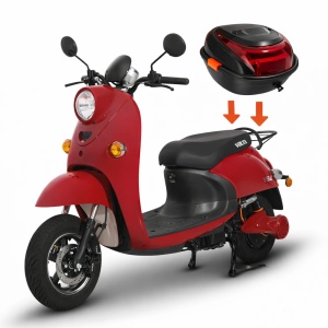 PACHET Scuter Electric Voltarom 2000 W, VS2 Rosu, Fara Permis + Cutie Portbagaj