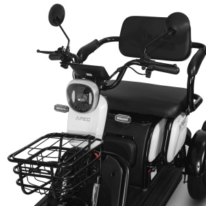 Triciclu Electric, Fara Permis, Motor 1000W, APM2 Alb, Autonomie pana la 36km, viteza maxima 25 km pe ora, Omologat RAR, voltarom.ro,10454