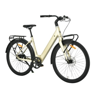 Bicicletă electrică urbană MS Energy Zorya Plus C500, motor Ananda R400 de 250 W, cuplu 45 Nm, viteză maximă 25 km/h, autonomie 55–80 km, baterie 36 V, 10 Ah, Auriu argintiu