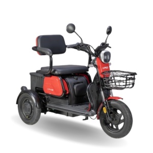 Triciclu Electric, Fara Permis, Motor 1000W, APM2 Rosu, Autonomie pana la 36km, viteza maxima 25 km pe ora, Omologat RAR