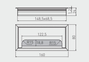 Trecere cablu Merida rectangular, 80x160mm, aluminiu - Img 2