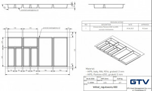 Organizator tacamuri 900mm AXISPACE pt sertarele AXISPRO antracit - Img 3
