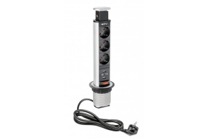 Priza electrica turn argintie , 3 x schuko, 2 x USB 2.1A