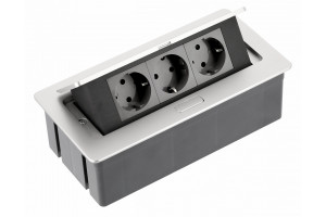 Priza electrica SOFT. 3xSchuko, 1,5m cablu, argintiu