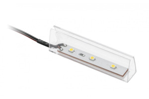 Clip de plastic LED montat pe raft de sticlă 8mm, MINI AMP cu cablu 2m, 0,24W, 12V, albastru