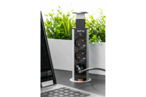 Priză electrică rotundă tip schuko, 3 locașuri, neagra - Img 2