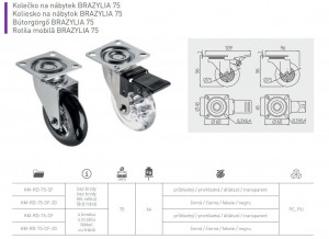 Role BRAZILIA negru 75mm cu frana - Img 2