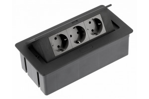 Priza electrica SOFT. 3xSchuko, 1,5m cablu, negru