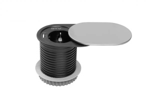 Priză de mobilă SLIDE, Ø60 mm, 1xUSB-С 2.4A, cablu 1.9 m, oțel inoxidabil