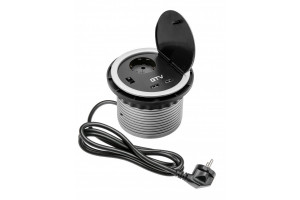 Priză electrică CHARGER tip schuko, 1 locaș, 2x usb, cu cablu