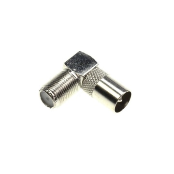 Mufa adaptor F la Antena TV coaxial tata unghi 90°