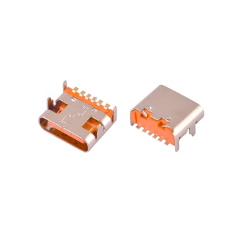 Mufa / Conector USB tip C 3A mama 6 pini - Orange