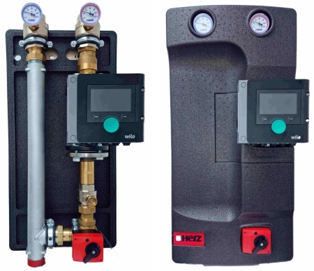 Grup de pompare Herz PUMPFIX Mix, 3 puncte, cu pompa cu viteza controlata WILO Stratos MAXO, DN 50, Kvs 29.5, cod 1 4511 72