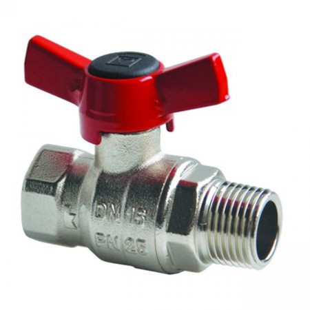 Robinet cu sferă, cu manetă tip “fluture” (Silumin), PN 25, filet exterior x interior 1/2" cod 1 2228 11