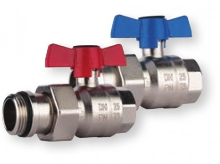 Set robineti drepti cu sfera olandez cu O-ring Herz Armaturen pentru distribuitoare DN25 (1''), PN25