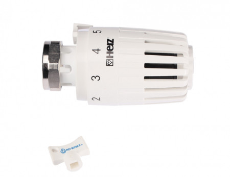 Cap termostatic Herz Armaturen model Project "D", 6-28°C, cu protectie automata la inghet (la aproximativ 6°C), prindere Danfoss, cod 1 7260 19