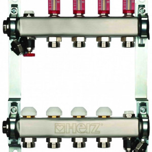 Distribuitor inox pardoseala calda Herz, 6 l/min, DN25, 13xG3/4, cod 1 5463 13